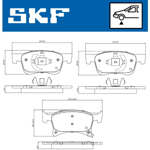 Sada brzdových platničiek kotúčovej brzdy SKF VKBP 80301 A - obr. 1