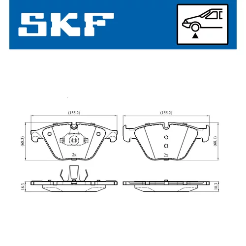 Sada brzdových platničiek kotúčovej brzdy SKF VKBP 80444 - obr. 1