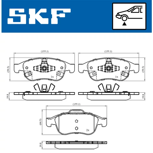 Sada brzdových platničiek kotúčovej brzdy SKF VKBP 80448 A - obr. 5