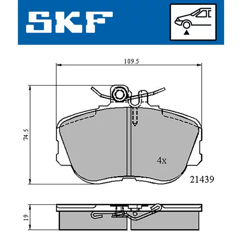 Sada brzdových platničiek kotúčovej brzdy SKF VKBP 80516 - obr. 1