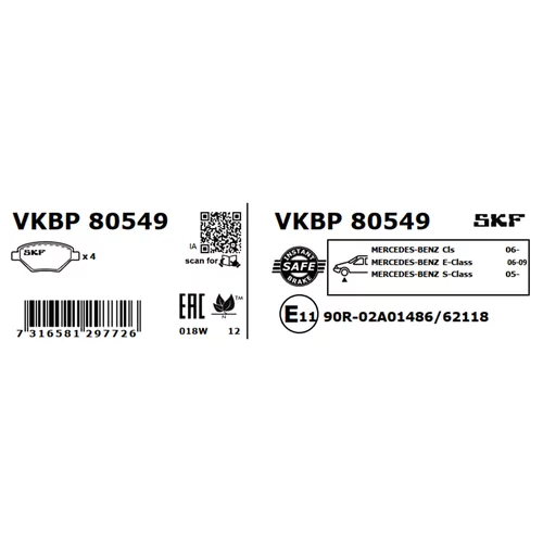 Sada brzdových platničiek kotúčovej brzdy SKF VKBP 80549 - obr. 2