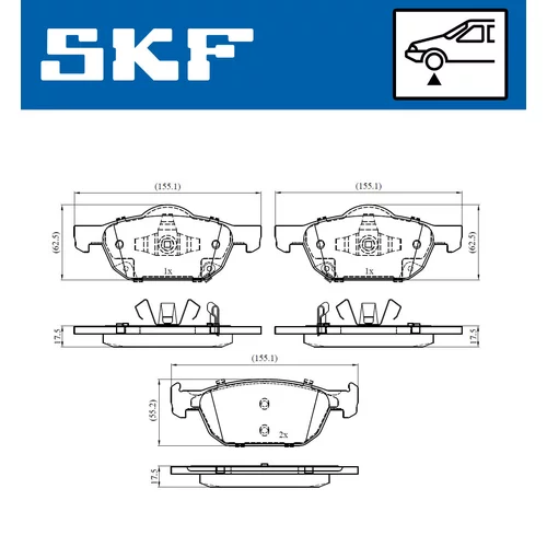 Sada brzdových platničiek kotúčovej brzdy SKF VKBP 80560 A - obr. 1