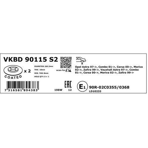 Brzdový kotúč SKF VKBD 90115 S2 - obr. 3