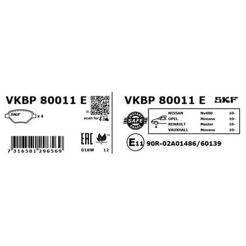 Sada brzdových platničiek kotúčovej brzdy SKF VKBP 80011 E - obr. 9