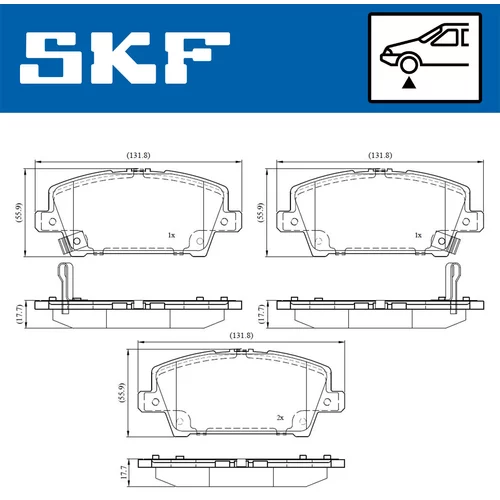 Sada brzdových platničiek kotúčovej brzdy SKF VKBP 80195 A - obr. 1