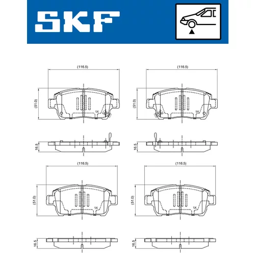 Sada brzdových platničiek kotúčovej brzdy SKF VKBP 80382 A - obr. 1