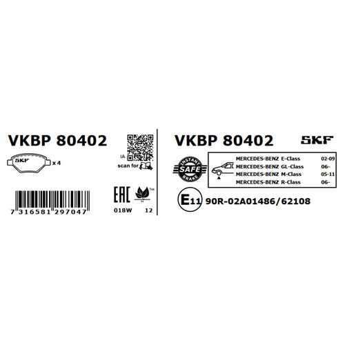 Sada brzdových platničiek kotúčovej brzdy SKF VKBP 80402 - obr. 2