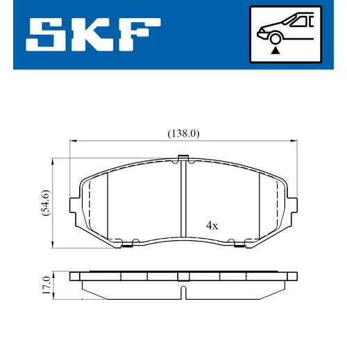 Sada brzdových platničiek kotúčovej brzdy SKF VKBP 80417 A - obr. 1