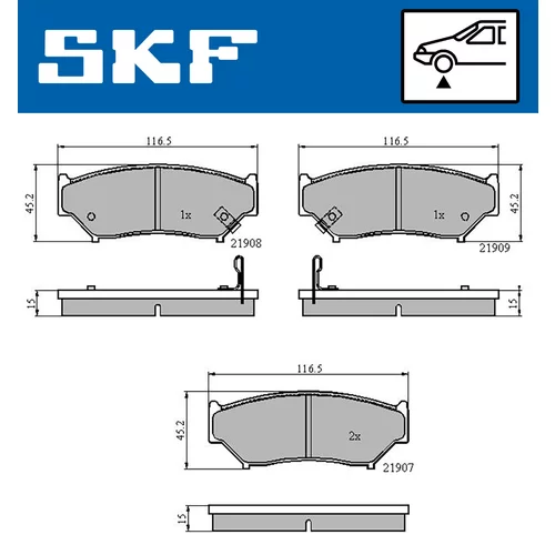 Sada brzdových platničiek kotúčovej brzdy SKF VKBP 80572 A - obr. 1