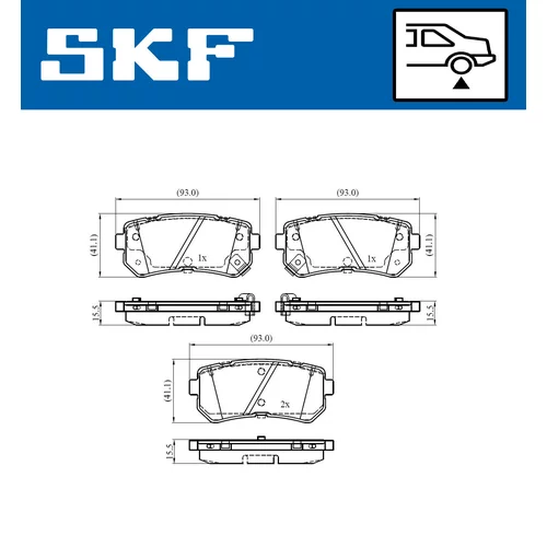 Sada brzdových platničiek kotúčovej brzdy SKF VKBP 90265 A - obr. 1