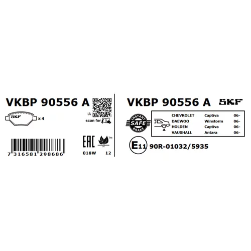 Sada brzdových platničiek kotúčovej brzdy SKF VKBP 90556 A - obr. 2