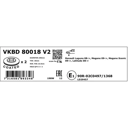 Brzdový kotúč VKBD 80018 V2 /SKF/ - obr. 3