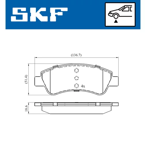 Sada brzdových platničiek kotúčovej brzdy SKF VKBP 80040 - obr. 2