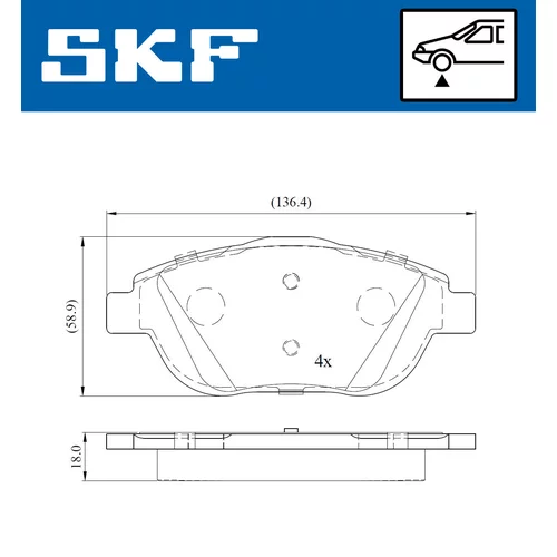 Sada brzdových platničiek kotúčovej brzdy SKF VKBP 80098 - obr. 1