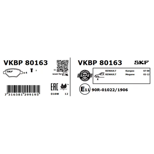 Sada brzdových platničiek kotúčovej brzdy SKF VKBP 80163 - obr. 2