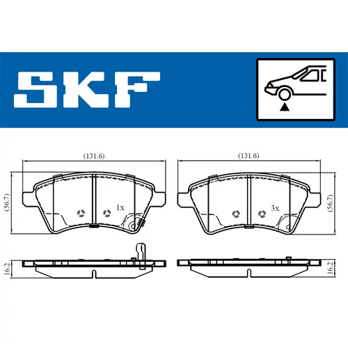 Sada brzdových platničiek kotúčovej brzdy SKF VKBP 80185 A - obr. 1