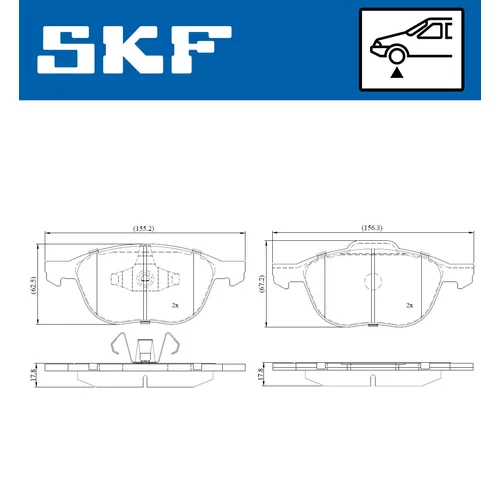 Sada brzdových platničiek kotúčovej brzdy SKF VKBP 80262 - obr. 1