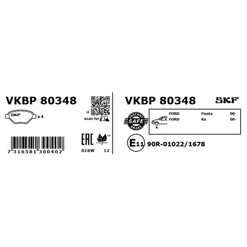 Sada brzdových platničiek kotúčovej brzdy SKF VKBP 80348 - obr. 7