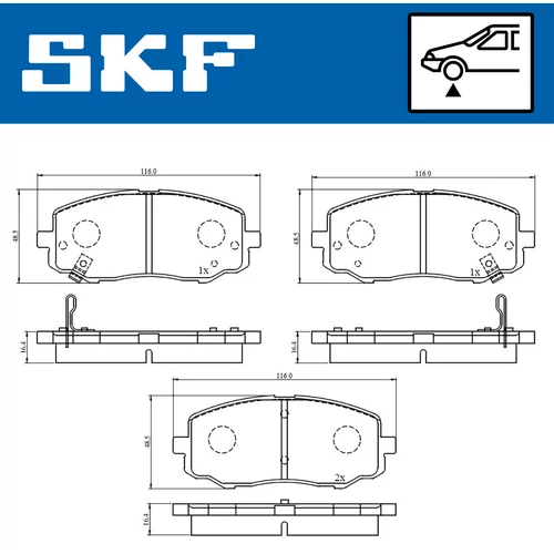 Sada brzdových platničiek kotúčovej brzdy SKF VKBP 80567 A - obr. 1