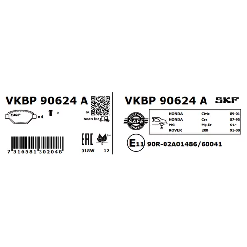 Sada brzdových platničiek kotúčovej brzdy SKF VKBP 90624 A - obr. 2