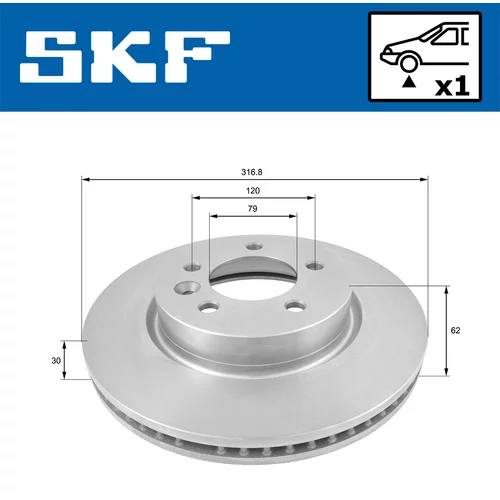 Brzdový kotúč SKF VKBD 80227 V1 - obr. 1