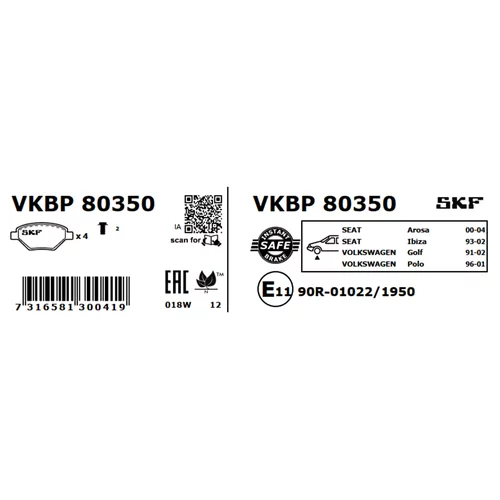 Sada brzdových platničiek kotúčovej brzdy SKF VKBP 80350 - obr. 7