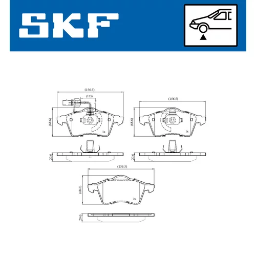 Sada brzdových platničiek kotúčovej brzdy SKF VKBP 80573 E - obr. 1