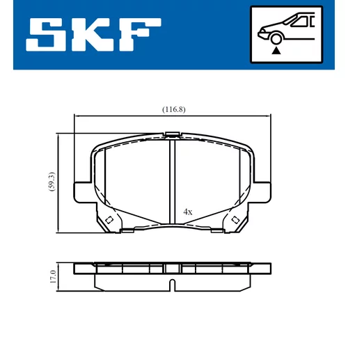 Sada brzdových platničiek kotúčovej brzdy SKF VKBP 81025 - obr. 1