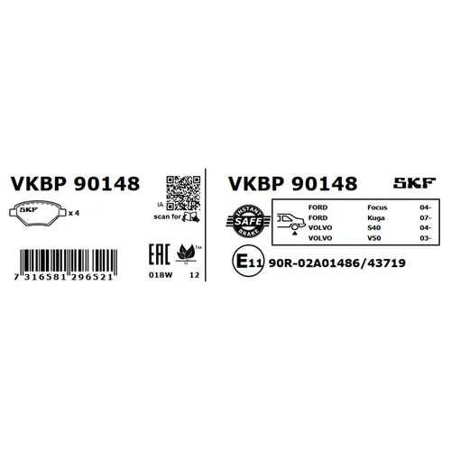 Sada brzdových platničiek kotúčovej brzdy SKF VKBP 90148 - obr. 7