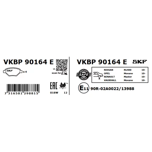 Sada brzdových platničiek kotúčovej brzdy SKF VKBP 90164 E - obr. 7