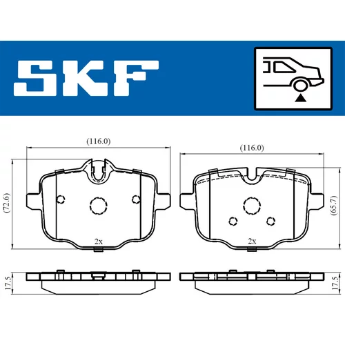 Sada brzdových platničiek kotúčovej brzdy SKF VKBP 90366 - obr. 1