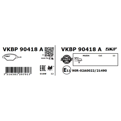 Sada brzdových platničiek kotúčovej brzdy VKBP 90418 A /SKF/ - obr. 2