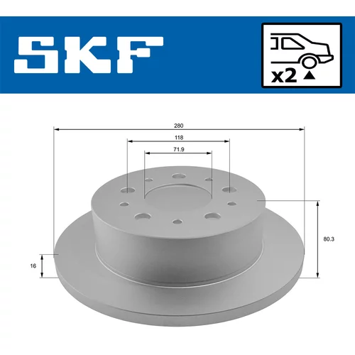 Brzdový kotúč SKF VKBD 90065 S2 - obr. 1