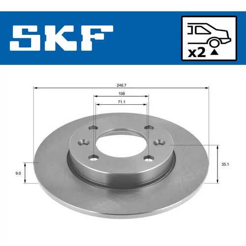 Brzdový kotúč SKF VKBD 90188 S2 - obr. 1