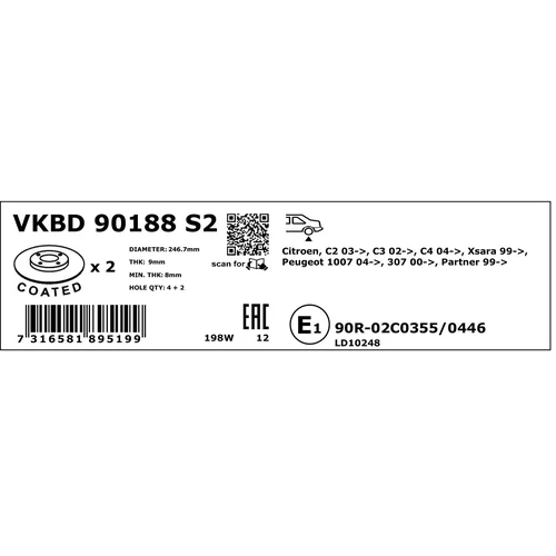 Brzdový kotúč SKF VKBD 90188 S2 - obr. 3