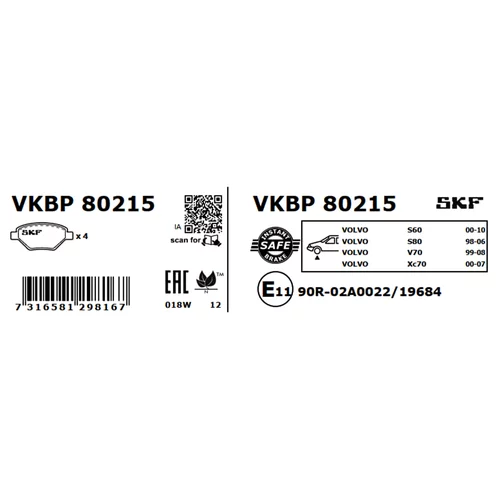 Sada brzdových platničiek kotúčovej brzdy VKBP 80215 /SKF/ - obr. 2