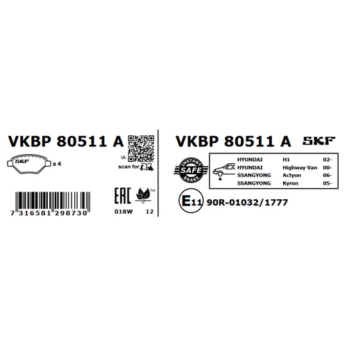 Sada brzdových platničiek kotúčovej brzdy SKF VKBP 80511 A - obr. 7