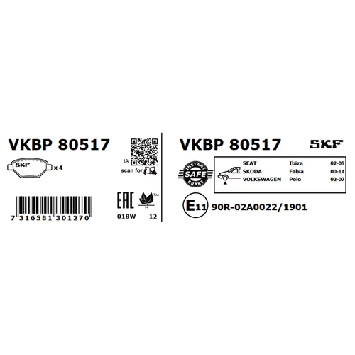 Sada brzdových platničiek kotúčovej brzdy SKF VKBP 80517 - obr. 2