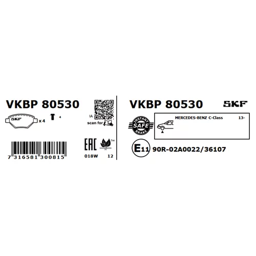 Sada brzdových platničiek kotúčovej brzdy SKF VKBP 80530 - obr. 2