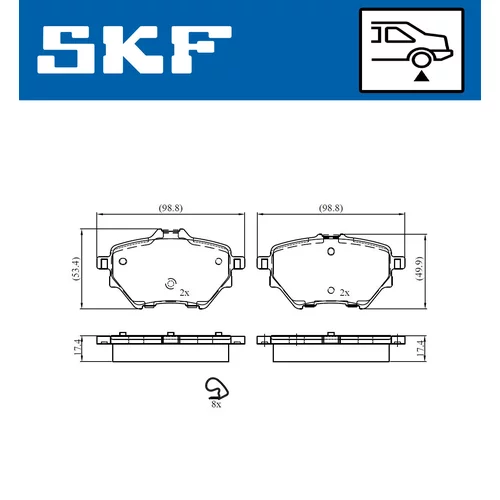 Sada brzdových platničiek kotúčovej brzdy SKF VKBP 90101 - obr. 1