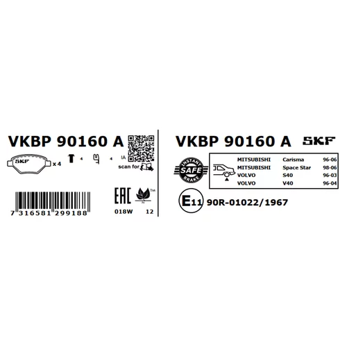 Sada brzdových platničiek kotúčovej brzdy SKF VKBP 90160 A - obr. 7