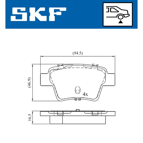 Sada brzdových platničiek kotúčovej brzdy SKF VKBP 90172 - obr. 1