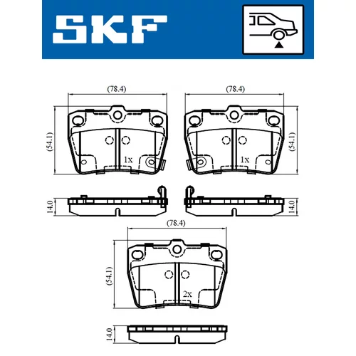 Sada brzdových platničiek kotúčovej brzdy SKF VKBP 90288 A - obr. 1