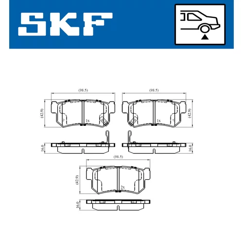 Sada brzdových platničiek kotúčovej brzdy SKF VKBP 90576 A - obr. 1