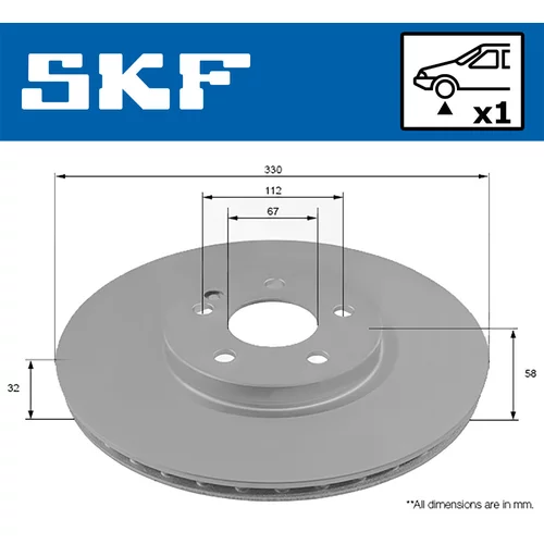 Brzdový kotúč SKF VKBD 80082 V1 - obr. 1