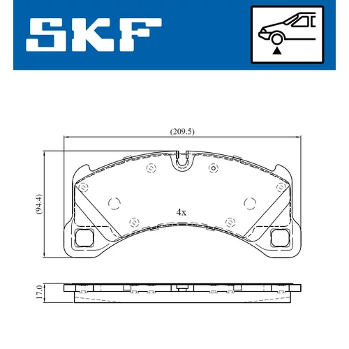 Sada brzdových platničiek kotúčovej brzdy SKF VKBP 80293 - obr. 1