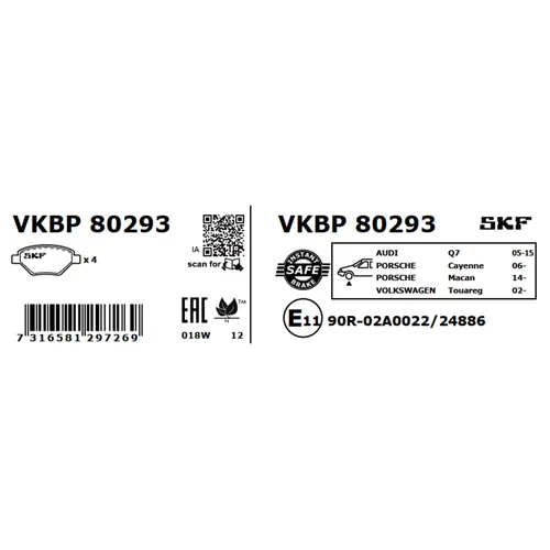 Sada brzdových platničiek kotúčovej brzdy SKF VKBP 80293 - obr. 2