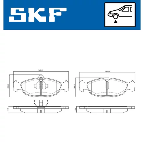 Sada brzdových platničiek kotúčovej brzdy SKF VKBP 80468 - obr. 1