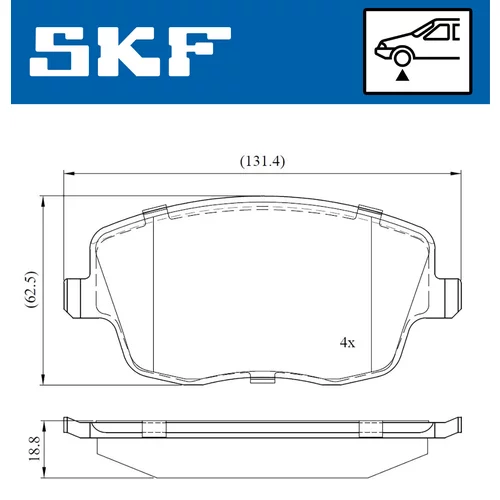 Sada brzdových platničiek kotúčovej brzdy SKF VKBP 80517 - obr. 1