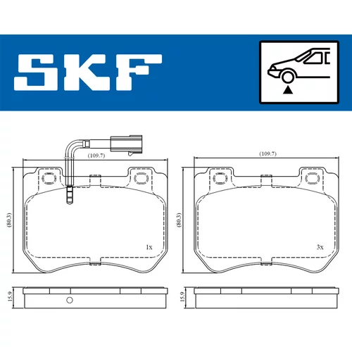 Sada brzdových platničiek kotúčovej brzdy SKF VKBP 80610 E - obr. 1